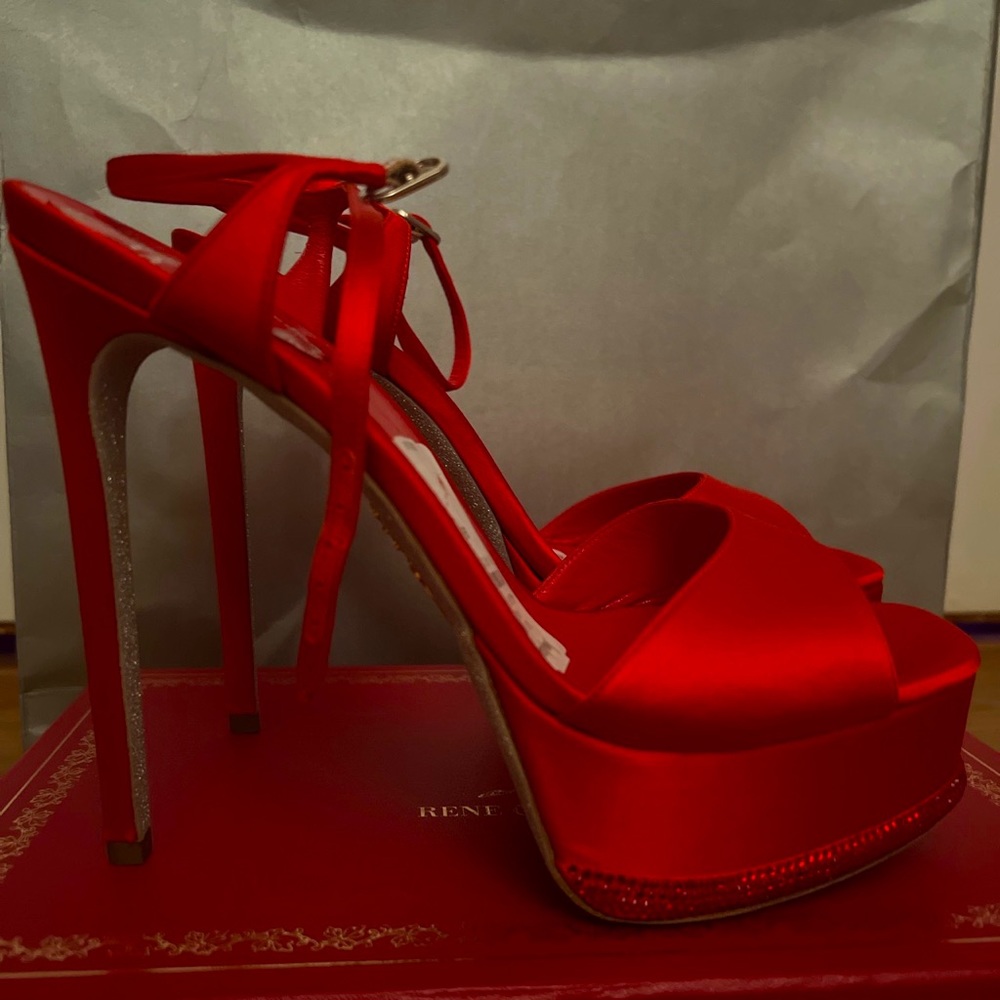 NWB Rene Caovilla Red Platform Heels